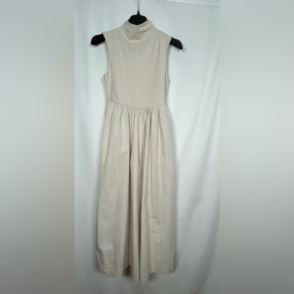 New J CREW Fitted Knit Mockneck Dress with Poplin Skirt In Cream Size S - Picture 2 of 15